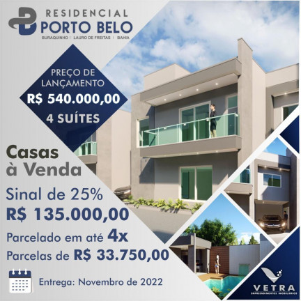 Imagem Casa com 4 Quartos à Venda, 127 m² em Buraquinho - Lauro De Freitas Imagem Casa com 4 Quartos à Venda, 127 m² em Buraquinho - Lauro De Freitas