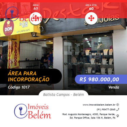 Sala Comercial à Venda, 120 m² em Batista Campos - Belém
