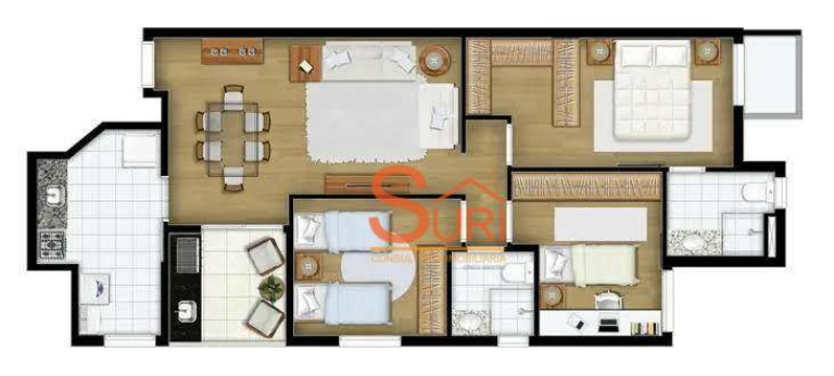 Apartamento com 3 Quartos à Venda, 84 m² em Vila Guiomar - Santo André