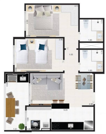 Imagem Apartamento com 2 Quartos à Venda, 68 m² em Guilhermina - Praia Grande