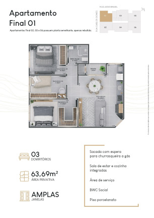 Imagem Apartamento com 3 Quartos à Venda, 65 m² em Nossa Senhora Da Salete - Criciúma Imagem Apartamento com 3 Quartos à Venda, 65 m² em Nossa Senhora Da Salete - Criciúma