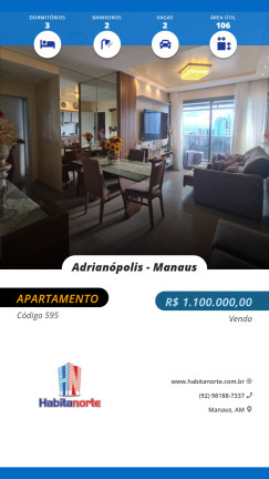 Foto do imóvel Apartamento com 3 Quartos à Venda, 106 m² em Adrianópolis - Manaus