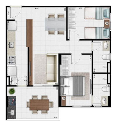 Imagem Apartamento com 2 Quartos à Venda, 70 m² em Vila Mirim - Praia Grande