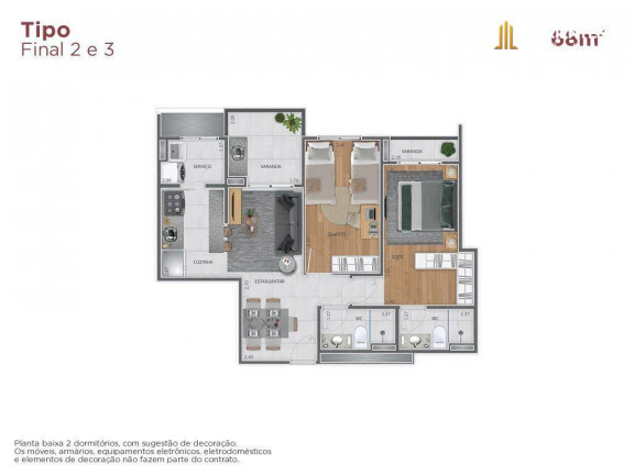 Imagem Apartamento com 2 Quartos à Venda, 68 m² em Recanto Quarto Centenário - Jundiaí