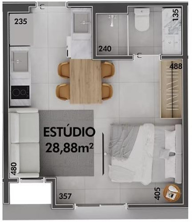 Apartamento à Venda, 29 m² em Cachoeira Do Bom Jesus - Florianópolis