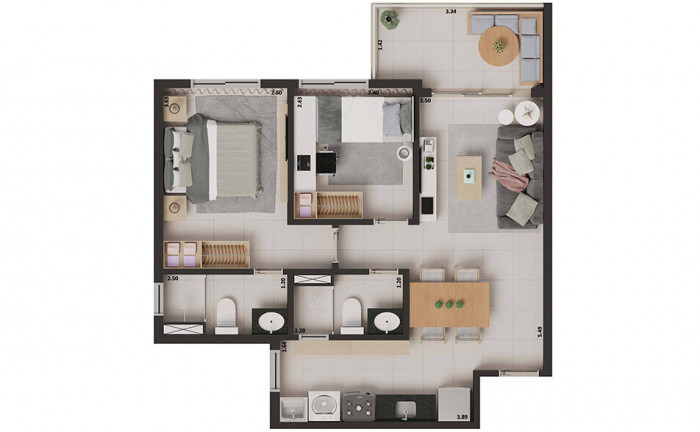 Imagem Apartamento com 2 Quartos à Venda, 54 m² em Presidente Kennedy - Fortaleza