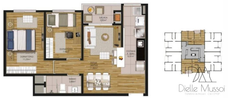 Imagem Apartamento com 2 Quartos à Venda, 55 m²