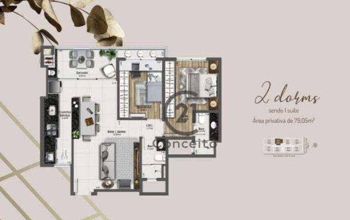 Imagem Apartamento com 2 Quartos à Venda, 79 m² em Kobrasol - São José Imagem Apartamento com 2 Quartos à Venda, 79 m² em Kobrasol - São José