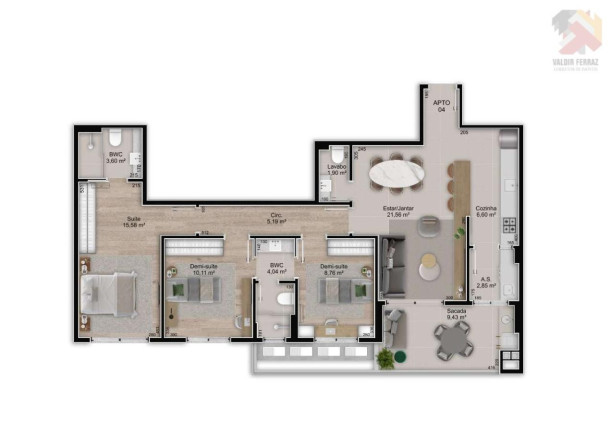 Imagem Apartamento com 3 Quartos à Venda, 102 m² em Jardim Atlântico - Florianópolis
