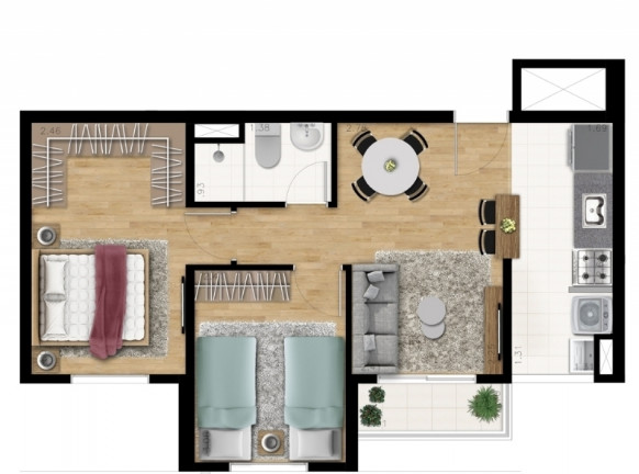 Imagem Apartamento com 2 Quartos à Venda, 46 m² em Vila Curuçá - São Paulo