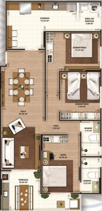 Apartamento com 3 Quartos à Venda, 103 m² em Canto Do Forte - Praia Grande