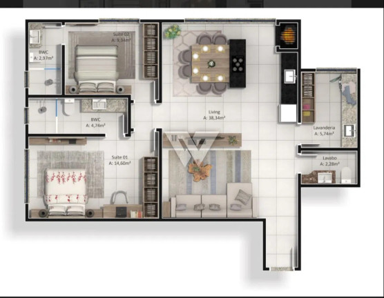 Imagem Apartamento com 2 Quartos à Venda, 92 m² em Praia Brava - Itajaí