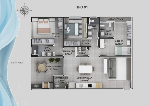Imagem Apartamento com 3 Quartos à Venda, 110 m² em Centro - Balneário Piçarras