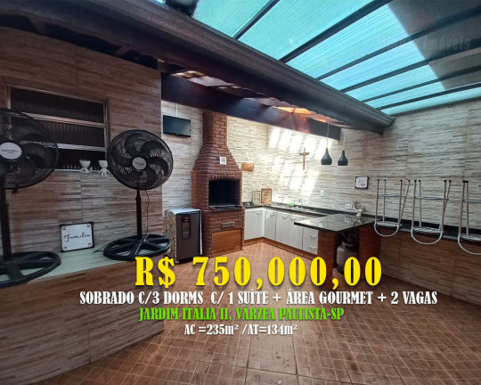 Sobrado com 3 Quartos à Venda, 235 m² em Jardim Itália - Várzea Paulista