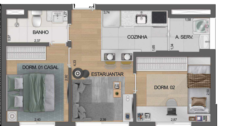 Imagem Apartamento com 2 Quartos à Venda, 38 m² em Moema - São Paulo