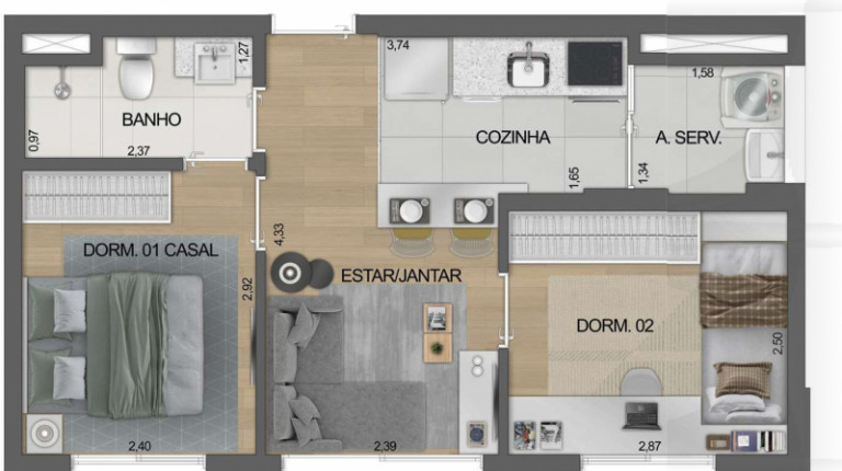 Imagem Apartamento com 2 Quartos à Venda, 38 m² em Moemna - São Paulo Imagem Apartamento com 2 Quartos à Venda, 38 m² em Moemna - São Paulo