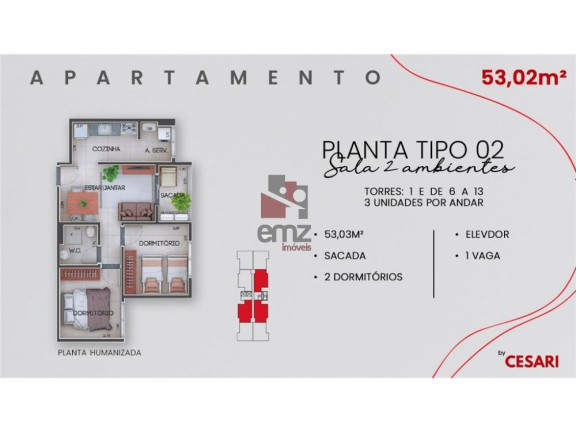 Imagem Apartamento com 2 Quartos à Venda, 63 m² em Vila Planalto - Campo Grande Imagem Apartamento com 2 Quartos à Venda, 63 m² em Vila Planalto - Campo Grande