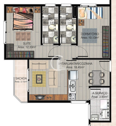 Imagem Apartamento com 2 Quartos à Venda, 66 m² em Pio X - Caxias Do Sul