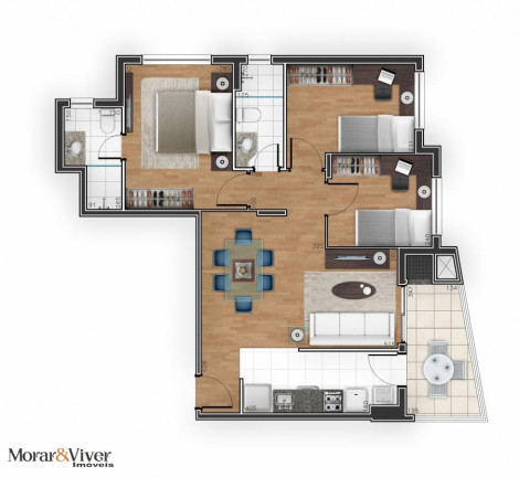 Imagem Apartamento com 3 Quartos à Venda, 78 m² em Cristo Rei - Curitiba