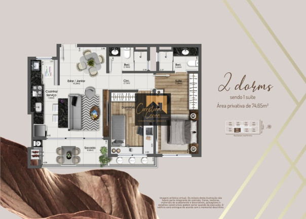 Imagem Apartamento com 2 Quartos à Venda, em Kobrasol - São José Imagem Apartamento com 2 Quartos à Venda, em Kobrasol - São José