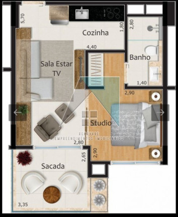 Apartamento com 1 Quarto à Venda,  em Centro - Rifaina 