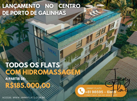 Apartamento com 1 Quarto à Venda, 22 m² em Centro, Porto De Galinhas - Ipojuca