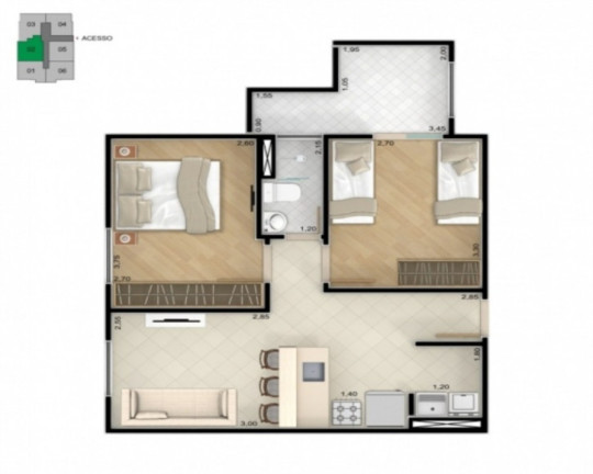 Imagem Apartamento com 2 Quartos à Venda, 45 m² em Vila Nova Sorocaba - Sorocaba