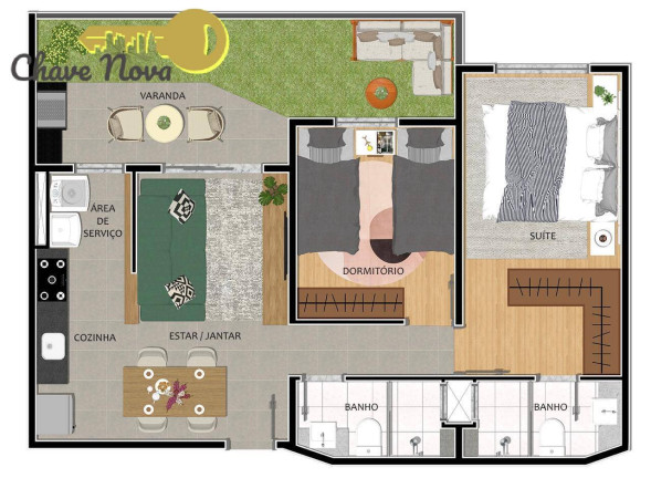 Imagem Apartamento com 2 Quartos à Venda, 54 m² em Jd. Marginal - Bom Jesus Dos Perdões