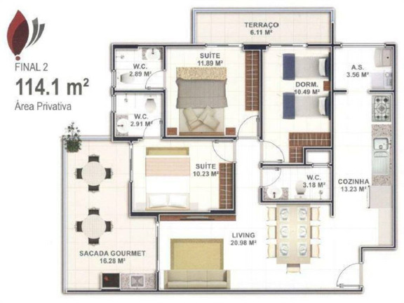 Apartamento com 3 Quartos à Venda, 114 m² em Boqueirão - Praia Grande