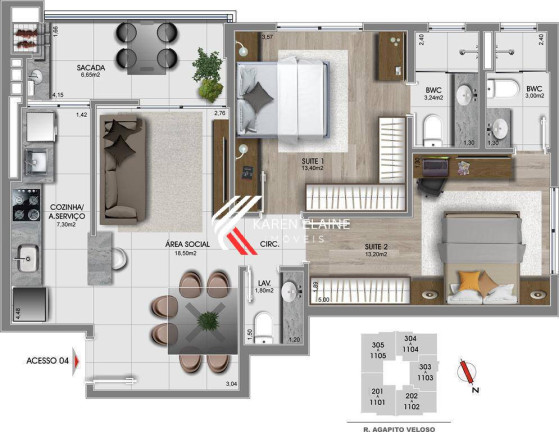 Apartamento com 2 Quartos à Venda, 81 m² em Canto - Florianópolis