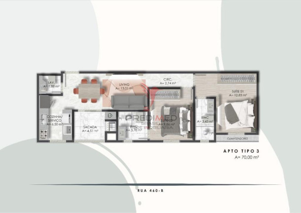 Imagem Apartamento com 2 Quartos à Venda, 70 m² em Jardim Praia Mar - Itapema