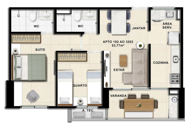 Imagem Apartamento com 2 Quartos à Venda, 53 m² em Caxangá - Recife