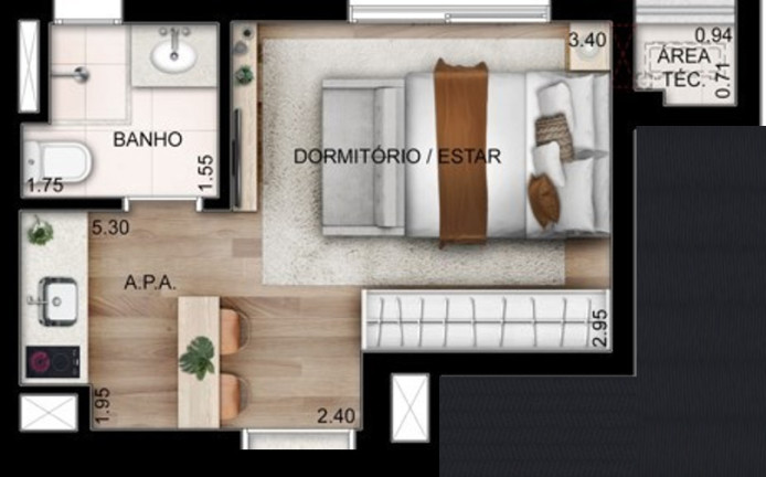 Imagem Imóvel com 1 Quarto à Venda, 21 m² em Perdizes - São Paulo