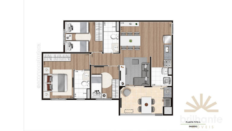 Imagem Apartamento com 2 Quartos à Venda, 44 m² em Campestre - Santo André