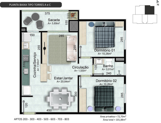 Imagem Apartamento com 2 Quartos à Venda, 72 m² em Universitário - Lajeado Imagem Apartamento com 2 Quartos à Venda, 72 m² em Universitário - Lajeado