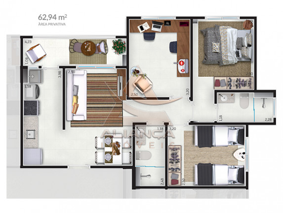 Imagem Apartamento com 3 Quartos à Venda, 53 m² em Bonfim Paulista - Ribeirão Preto