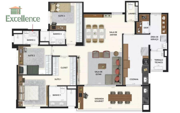 Apartamento com 3 Quartos à Venda, 135 m² em Vila Assunção - Santo André
