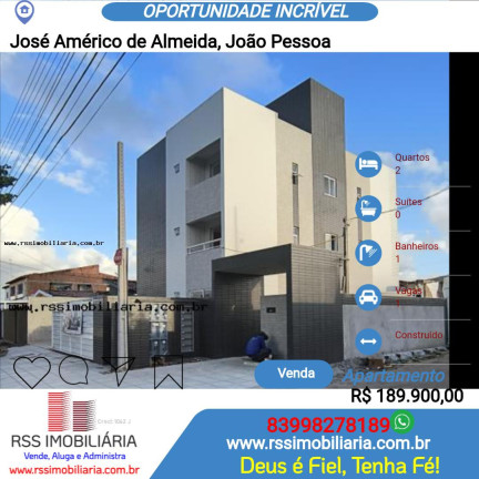 Apartamento com 2 Quartos à Venda, 50 m² em José Américo De Almeida - João Pessoa