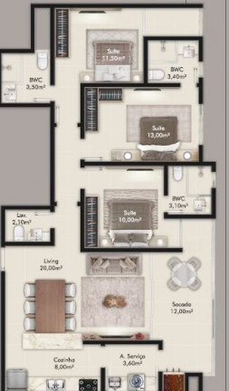 Imagem Imóvel com 3 Quartos à Venda, 111 m² em Itapema - Itapema