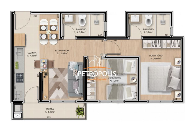 Imagem Apartamento com 2 Quartos à Venda, 56 m² em Cidade Nova - Caxias Do Sul