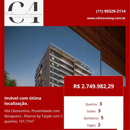 Apartamento com 3 Quartos à Venda, 151 m² em Vila Clementino - São Paulo