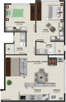 Apartamento com 2 Quartos à Venda, 77 m² em Patronato - Santa Maria