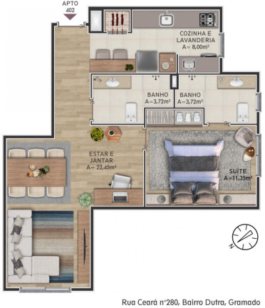 Imagem Apartamento com 1 Quarto à Venda, 55 m² em Dutra - Gramado