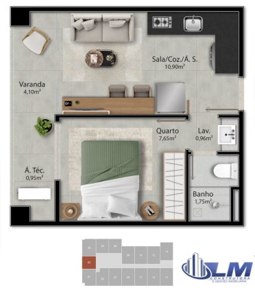Imagem Imóvel com 1 Quarto à Venda, 32 m² em Jardim Camburi - Vitória