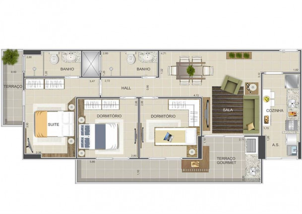 Imagem Apartamento com 3 Quartos à Venda, 86 m² em Tupi - Praia Grande