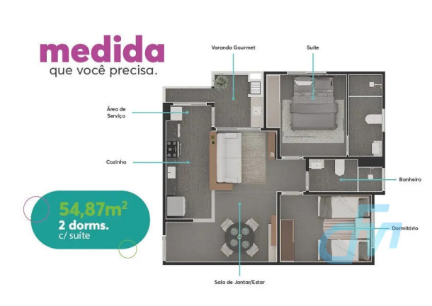Imagem Apartamento com 2 Quartos à Venda, 54 m² em Vila Cintra - Mogi Das Cruzes