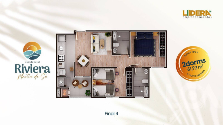 Imagem Apartamento com 2 Quartos à Venda, 61 m² em Martim De Sá - Caraguatatuba