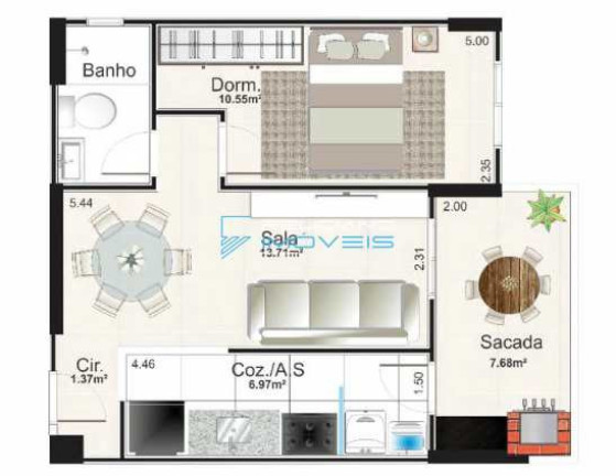 Imagem Apartamento com 1 Quarto à Venda, 52 m² em Aviação - Praia Grande