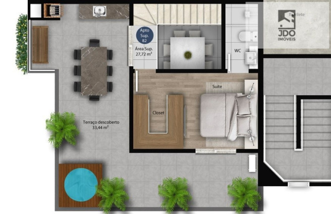 Imagem Cobertura com 2 Quartos à Venda, 123 m² em Boa Vista - Curitiba Imagem Cobertura com 2 Quartos à Venda, 123 m² em Boa Vista - Curitiba