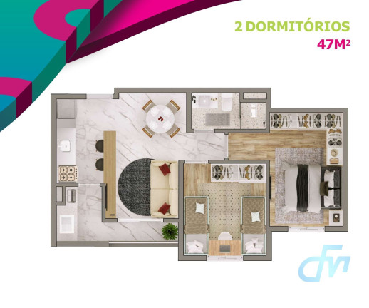 Imagem Apartamento com 2 Quartos à Venda, 46 m² em Jundiapeba - Mogi Das Cruzes
